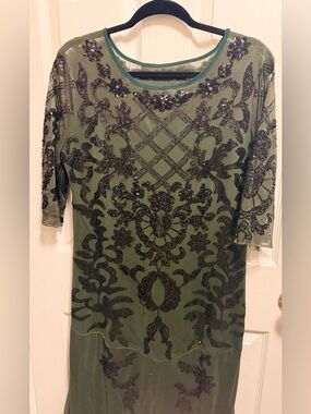 Olive Green Sequin Mesh Dress Mermaidcore Whimsigoth Formal Prom Gala